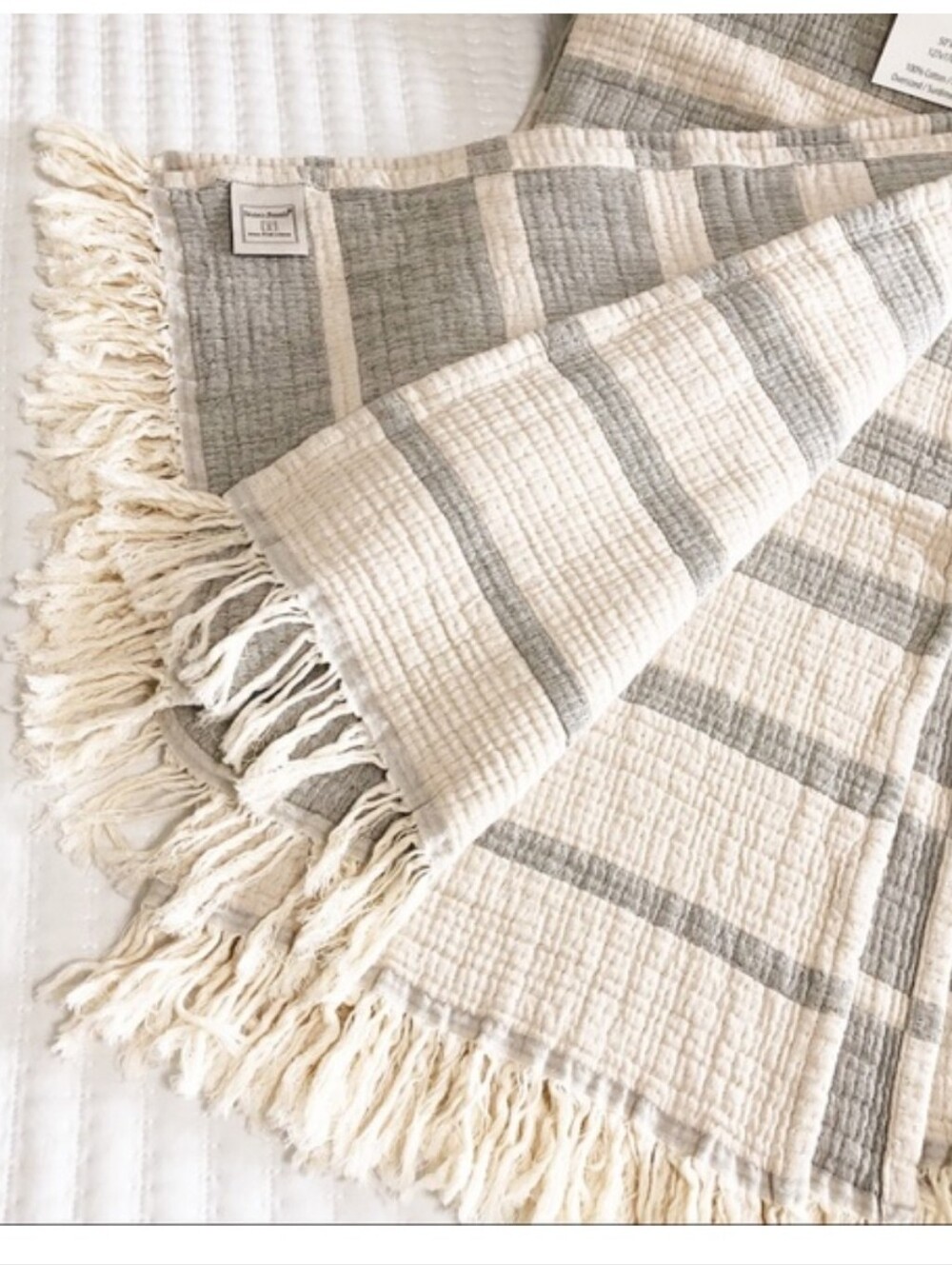 Texteis Penedo THROW BLANKETIVORY/GRAY PORTUGAL